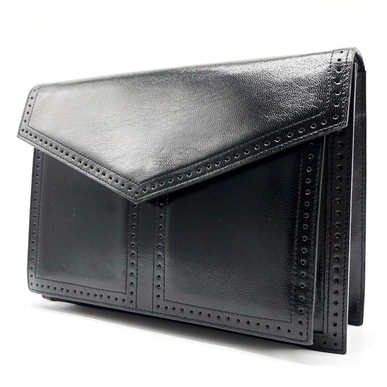 Saint Laurent Clutch Bag Second Bag Leather Black Authentic