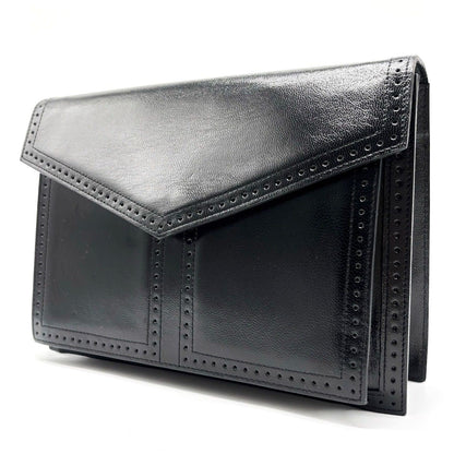 Saint Laurent Clutch Bag Second Bag Leather Black Authentic