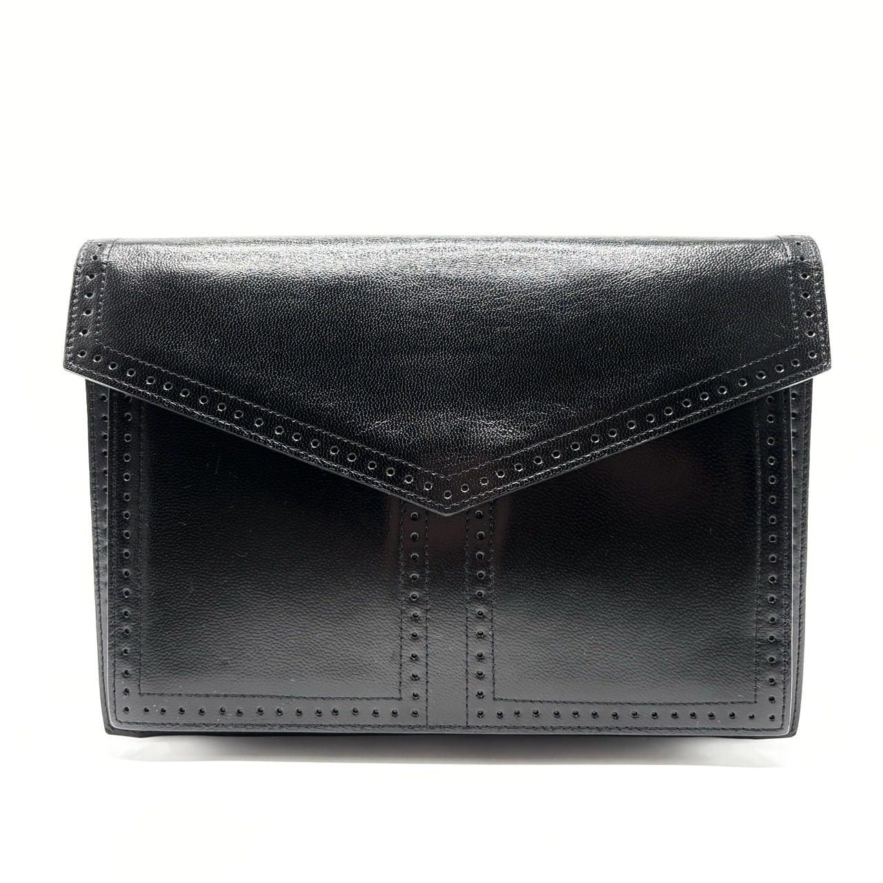 Saint Laurent Clutch Bag Second Bag Leather Black Authentic