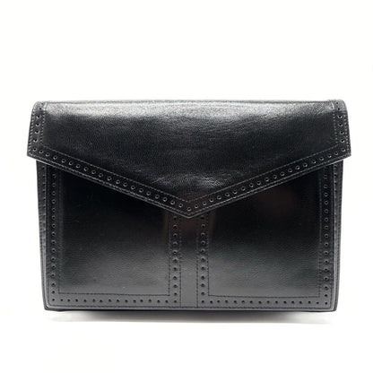 Saint Laurent Clutch Bag Second Bag Leather Black Authentic