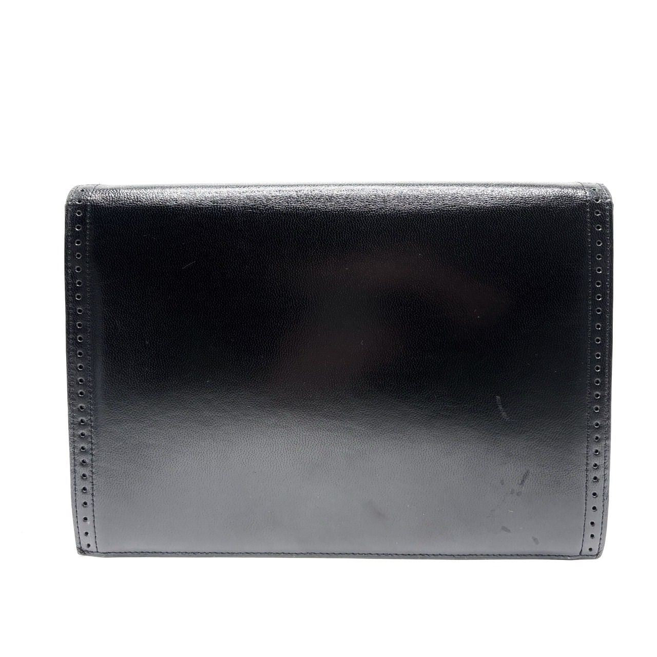 Saint Laurent Clutch Bag Second Bag Leather Black Authentic