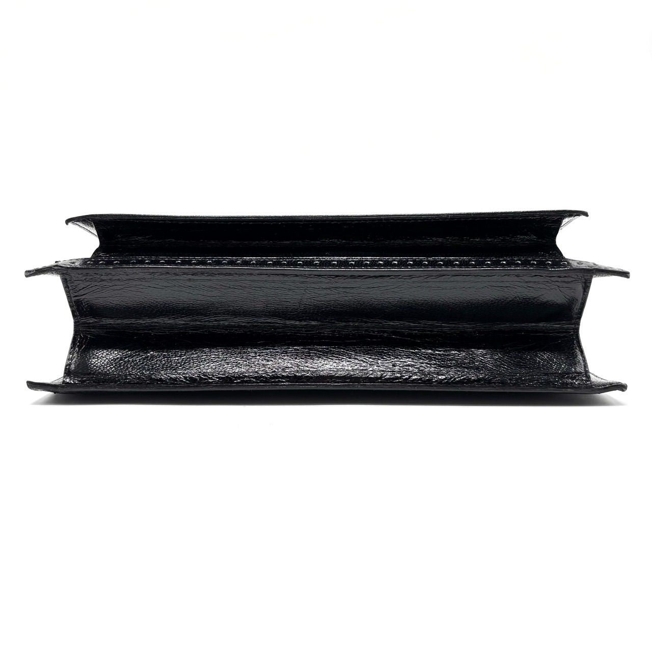 Saint Laurent Clutch Bag Second Bag Leather Black Authentic