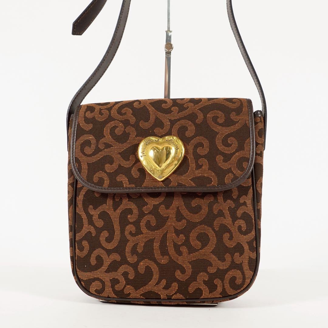 Saint Laurent Shoulder Bag Purse Heart Brown Authentic