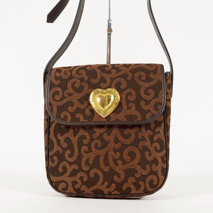 Saint Laurent Shoulder Bag Purse Heart Brown Authentic