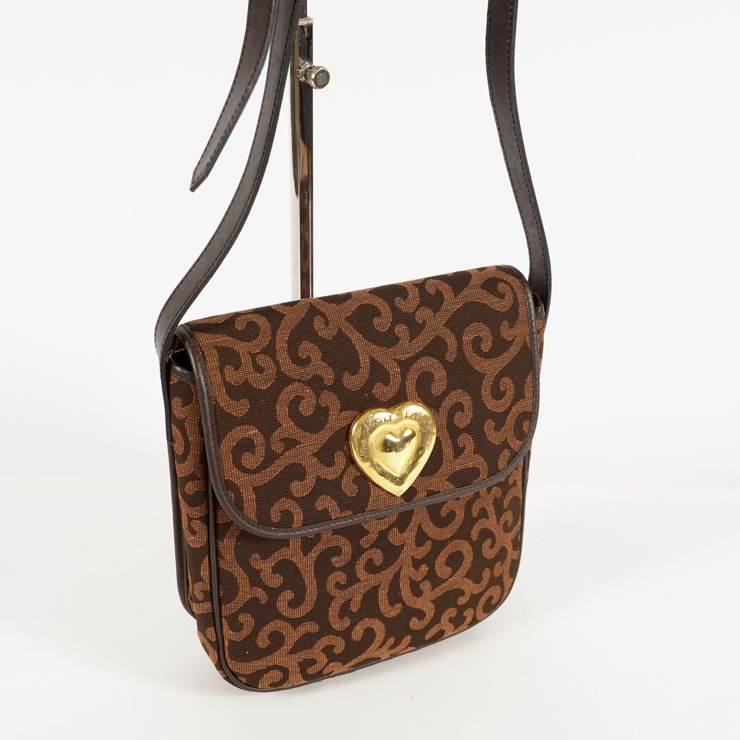 Saint Laurent Shoulder Bag Purse Heart Brown Authentic