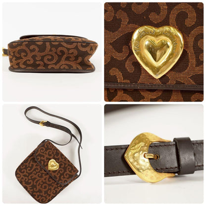 Saint Laurent Shoulder Bag Purse Heart Brown Authentic
