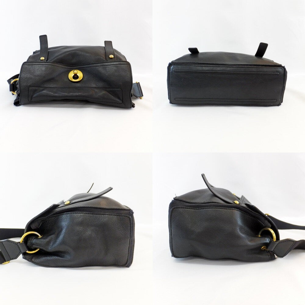 Saint Laurent Shoulder Bag Purse Muse Toe Leather Black Authentic