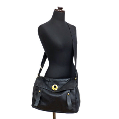 Saint Laurent Shoulder Bag Purse Muse Toe Leather Black Authentic