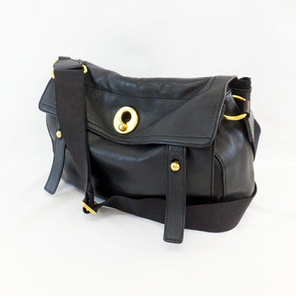 Saint Laurent Shoulder Bag Purse Muse Toe Leather Black Authentic