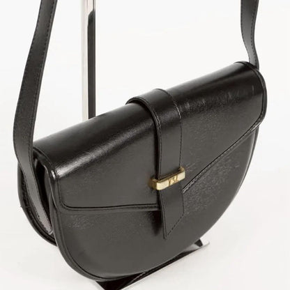Saint Laurent Shoulder Bag Purse YSL Logo Leather Black Authentic