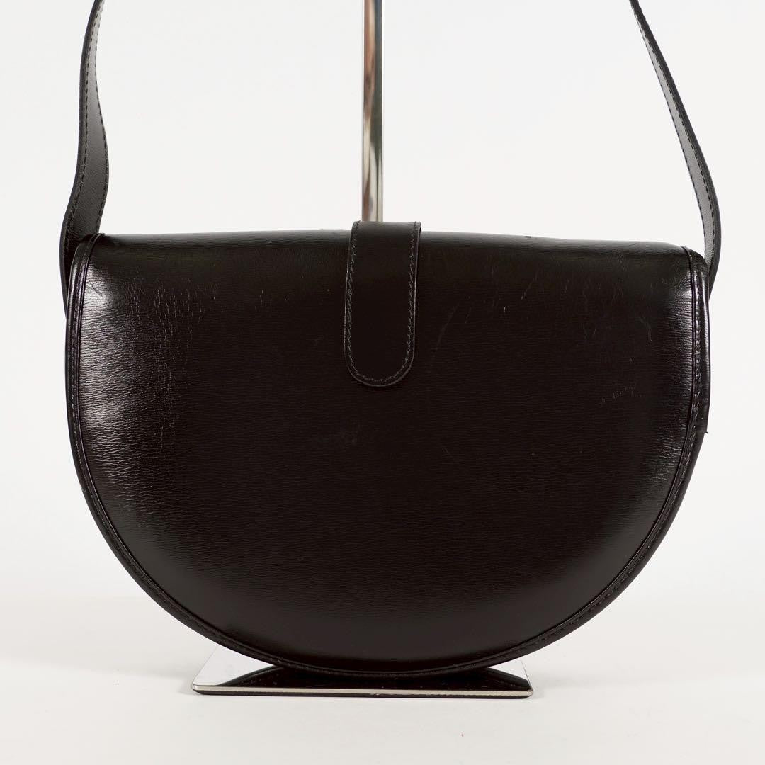 Saint Laurent Shoulder Bag Purse YSL Logo Leather Black Authentic