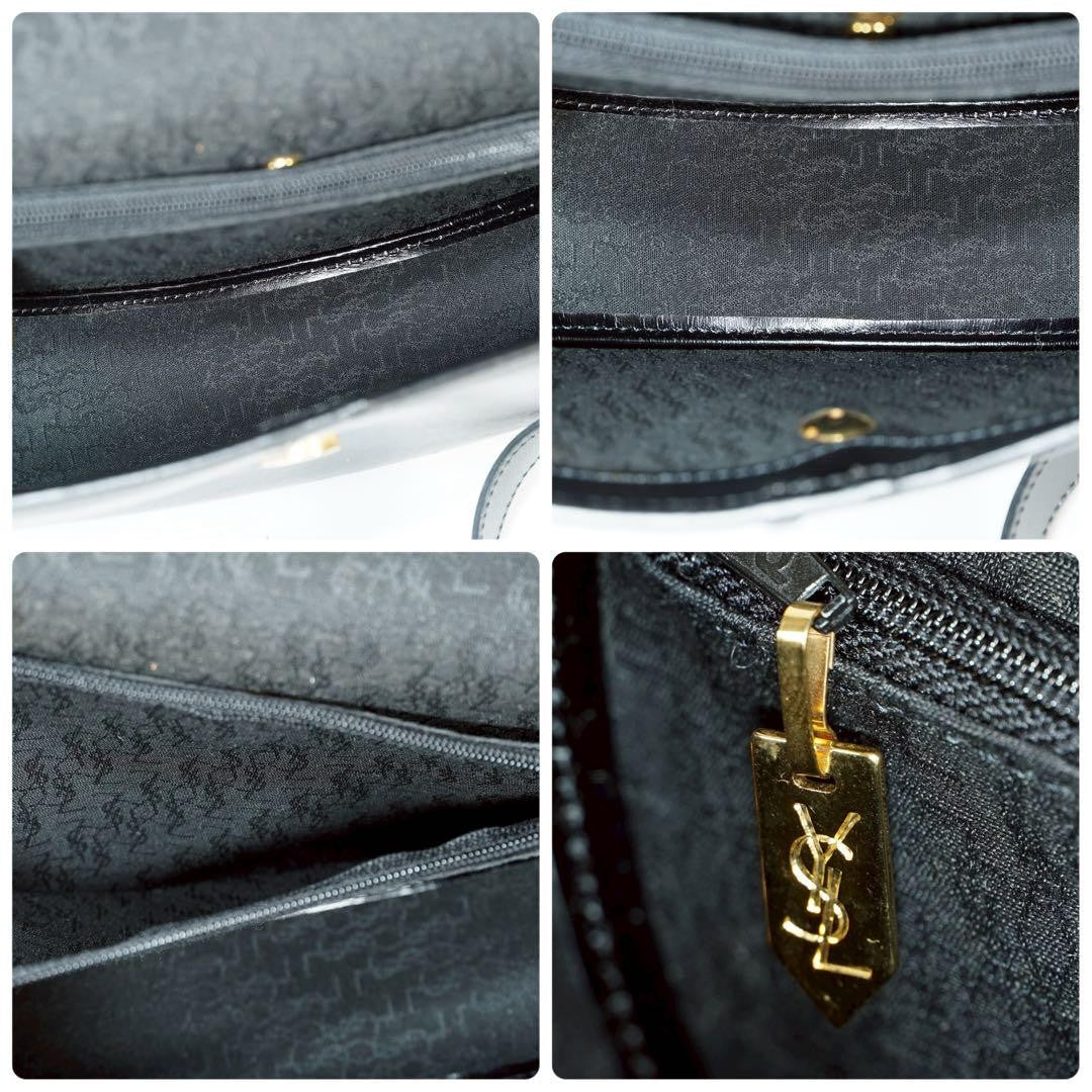 Saint Laurent Shoulder Bag Purse YSL Logo Leather Black Authentic
