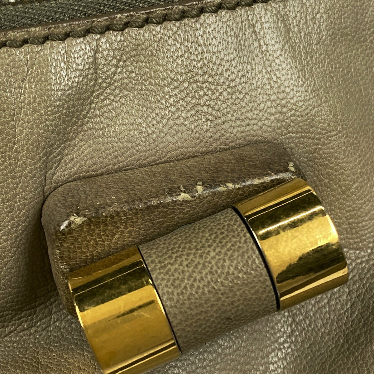 Saint Laurent Hand Shoulder Bag Tote Purse 2way Logo Leather Beige Authentic