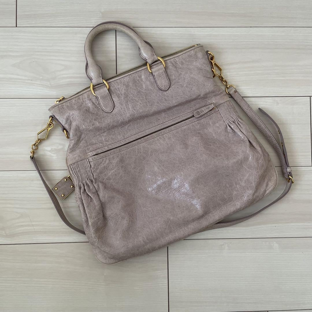 MIU MIU Hand Bag Tote Purse Logo Purple Authentic