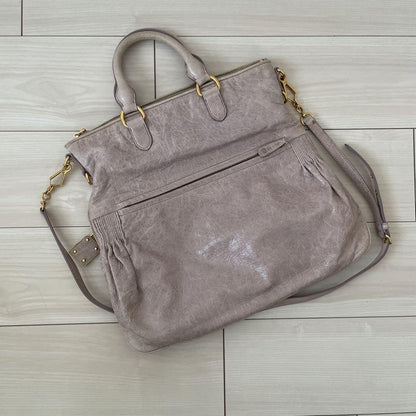 MIU MIU Hand Bag Tote Purse Logo Purple Authentic