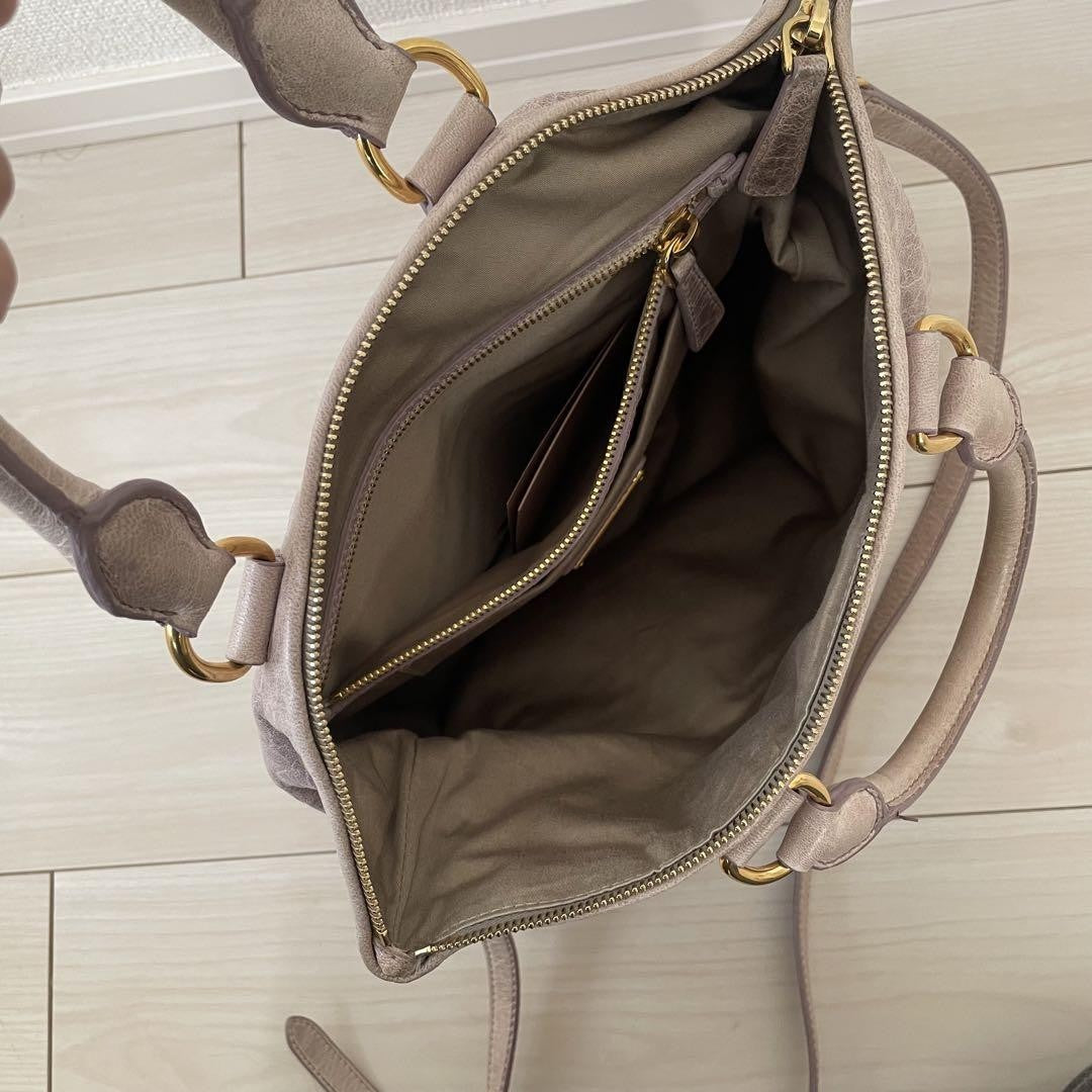 MIU MIU Hand Bag Tote Purse Logo Purple Authentic