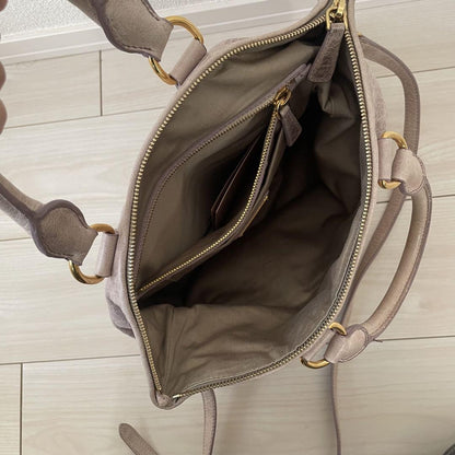 MIU MIU Hand Bag Tote Purse Logo Purple Authentic