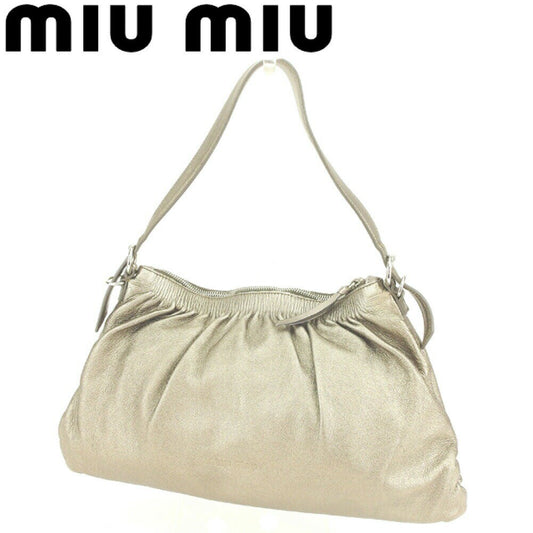 MIU MIU Hand Bag Tote Purse Gold Silver Authentic