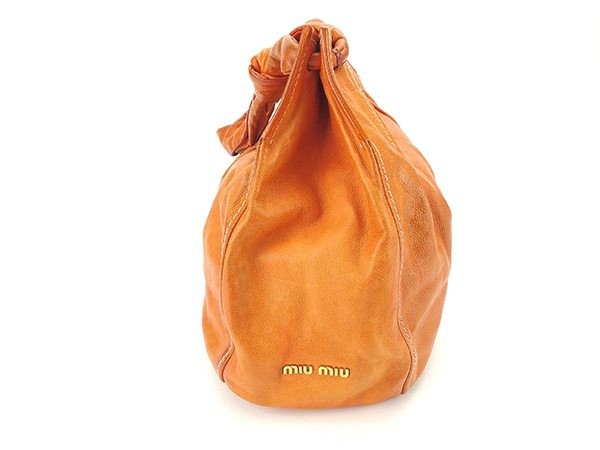 MIU MIU Shoulder Bag Purse Logo Orange Authentic