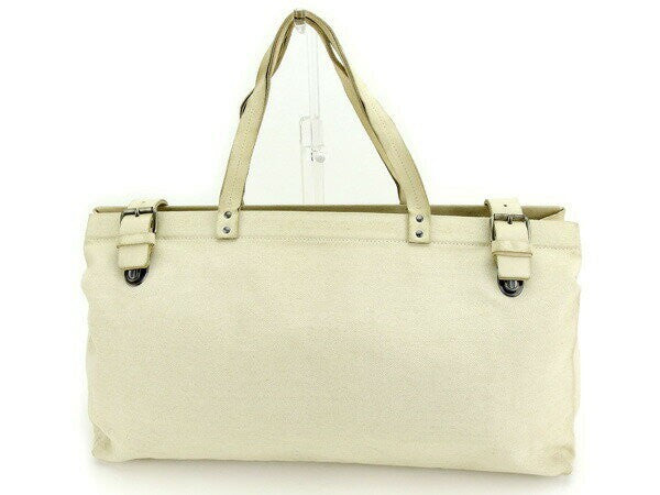 MIU MIU Hand Bag Tote Purse Logo Beige Authentic