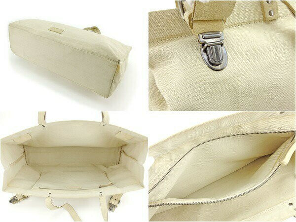 MIU MIU Hand Bag Tote Purse Logo Beige Authentic
