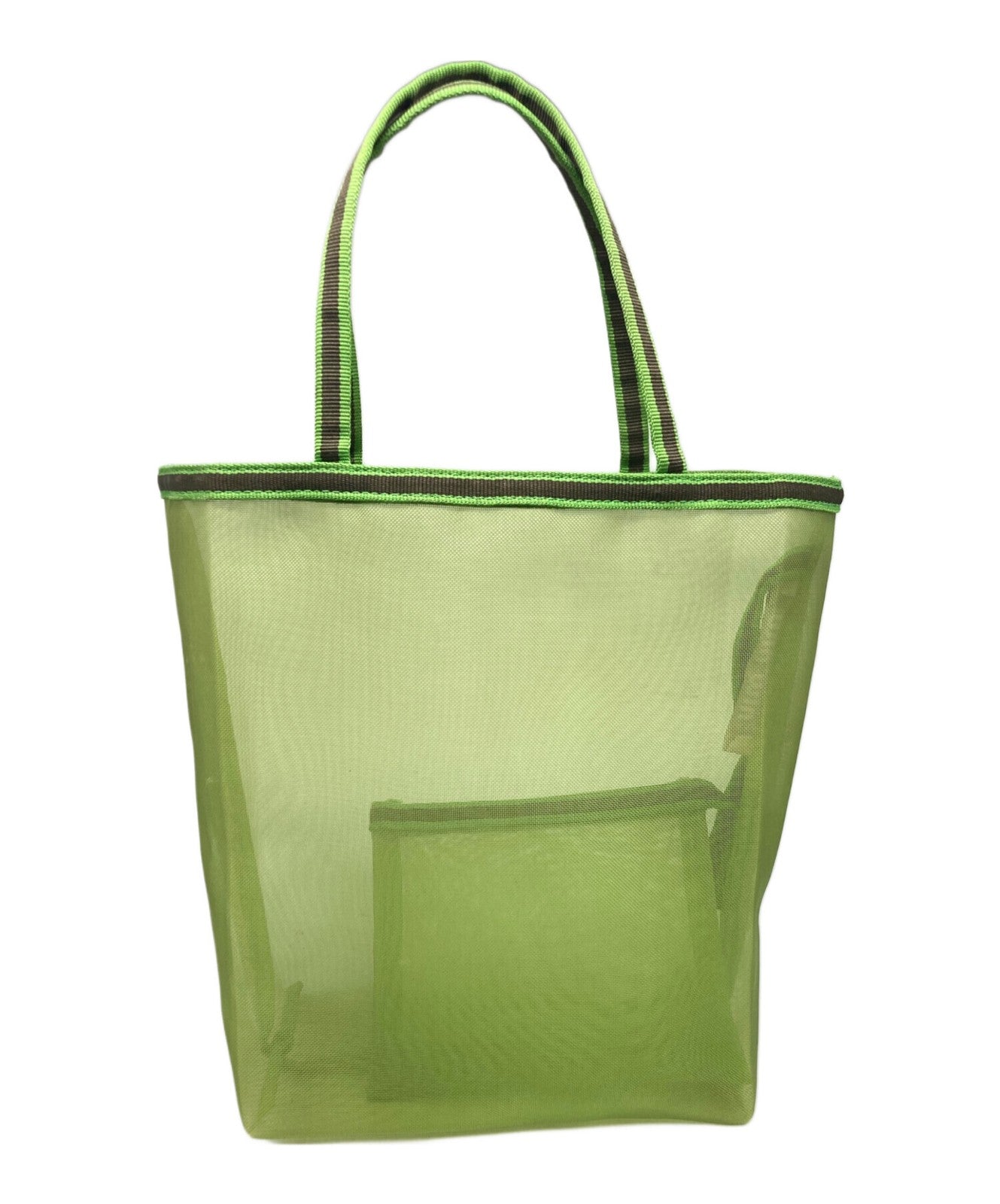 MIU MIU Hand Bag Tote Purse Mesh Yellow Green Authentic