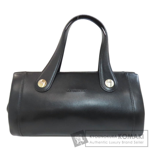 Longchamp Hand Bag Tote Purse Leather Black Authentic