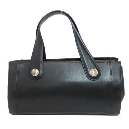 Longchamp Hand Bag Tote Purse Leather Black Authentic