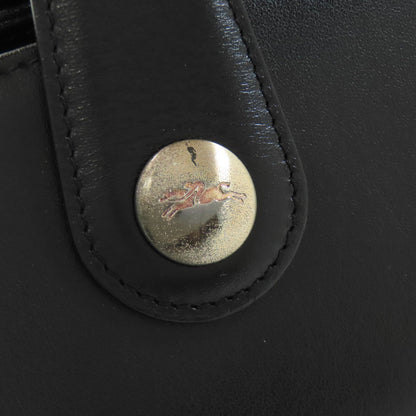 Longchamp Hand Bag Tote Purse Leather Black Authentic
