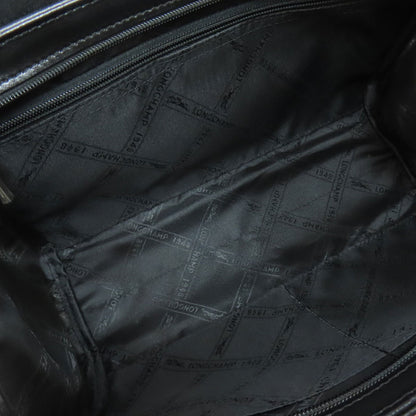 Longchamp Hand Bag Tote Purse Leather Black Authentic