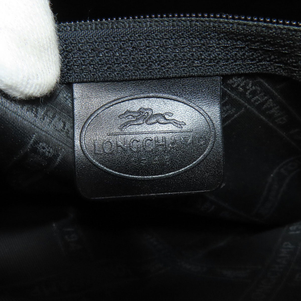 Longchamp Hand Bag Tote Purse Leather Black Authentic