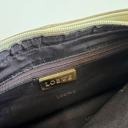 LOEWE Shoulder Bag Purse Suede Leather Beige White Authentic