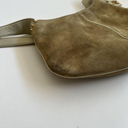 LOEWE Shoulder Bag Purse Suede Leather Beige White Authentic