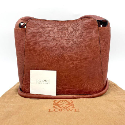 LOEWE Shoulder Bag Purse Logo Leather Orange Authentic