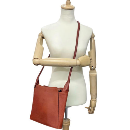 LOEWE Shoulder Bag Purse Logo Leather Orange Authentic