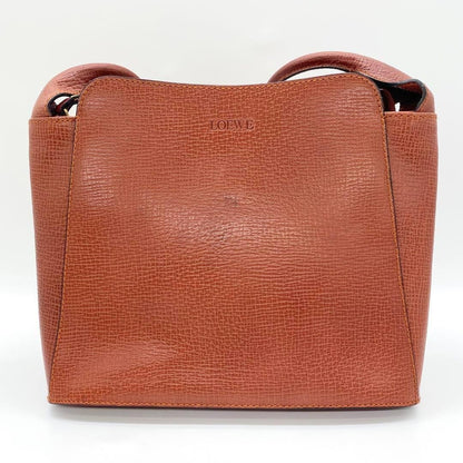 LOEWE Shoulder Bag Purse Logo Leather Orange Authentic