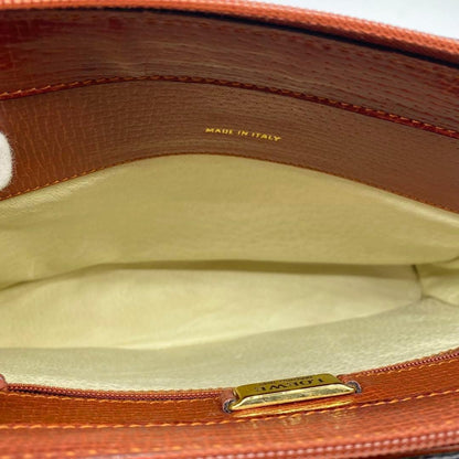 LOEWE Shoulder Bag Purse Logo Leather Orange Authentic
