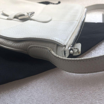 LOEWE Shoulder Bag Purse Logo Leather White Authentic