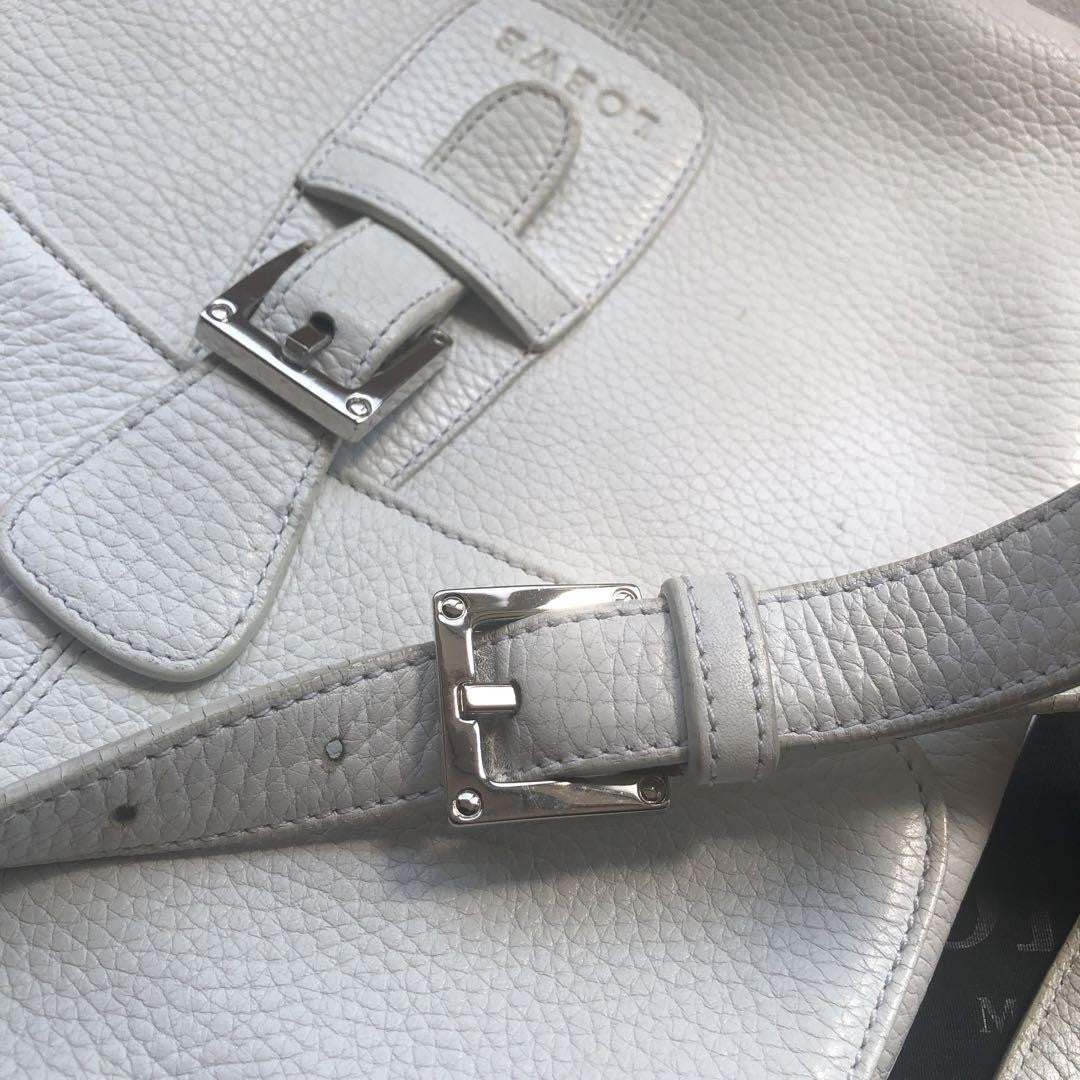 LOEWE Shoulder Bag Purse Logo Leather White Authentic