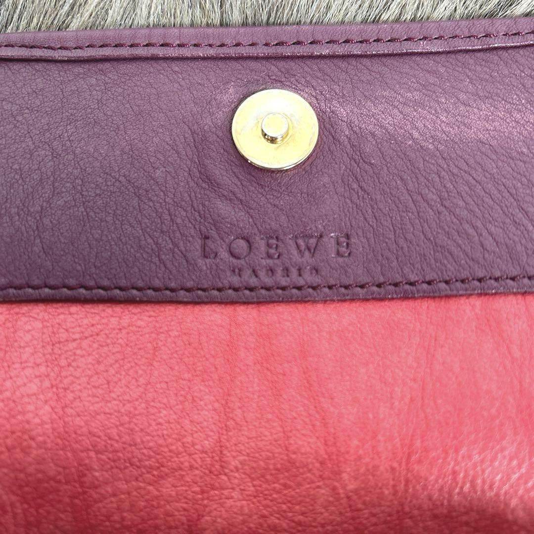 LOEWE Shoulder Bag Purse Anagram Suede Bordeaux Authentic