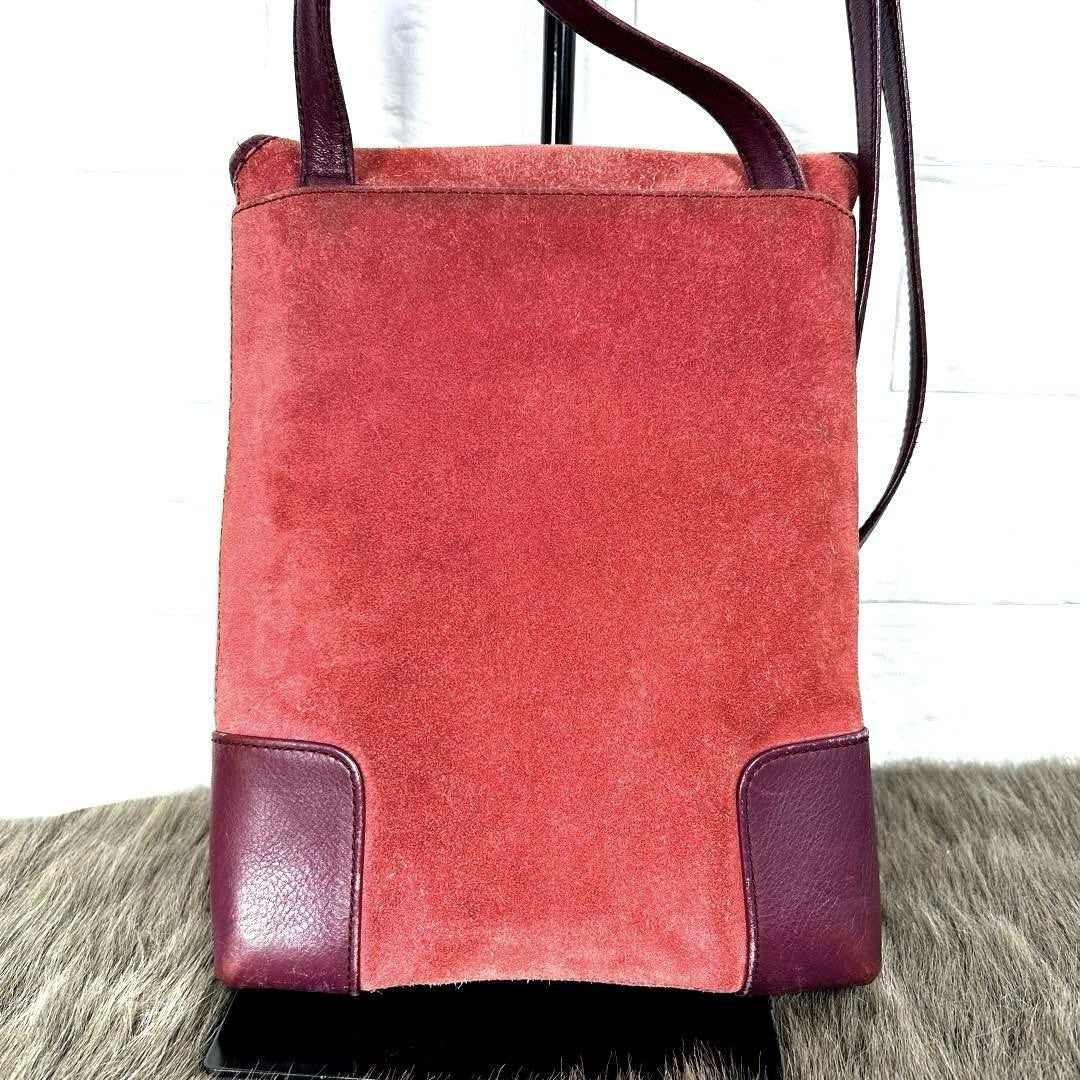 LOEWE Shoulder Bag Purse Anagram Suede Bordeaux Authentic