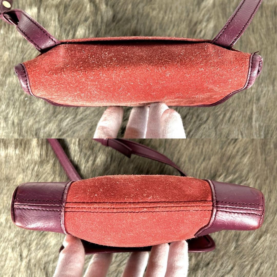 LOEWE Shoulder Bag Purse Anagram Suede Bordeaux Authentic