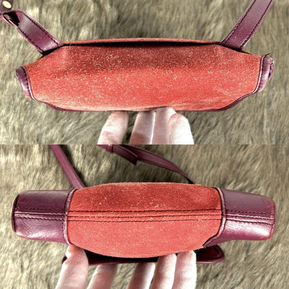 LOEWE Shoulder Bag Purse Anagram Suede Bordeaux Authentic