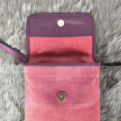 LOEWE Shoulder Bag Purse Anagram Suede Bordeaux Authentic