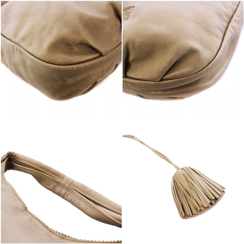 LOEWE Hand Shoulder Bag Tote Purse Anagram Leather Beige Authentic