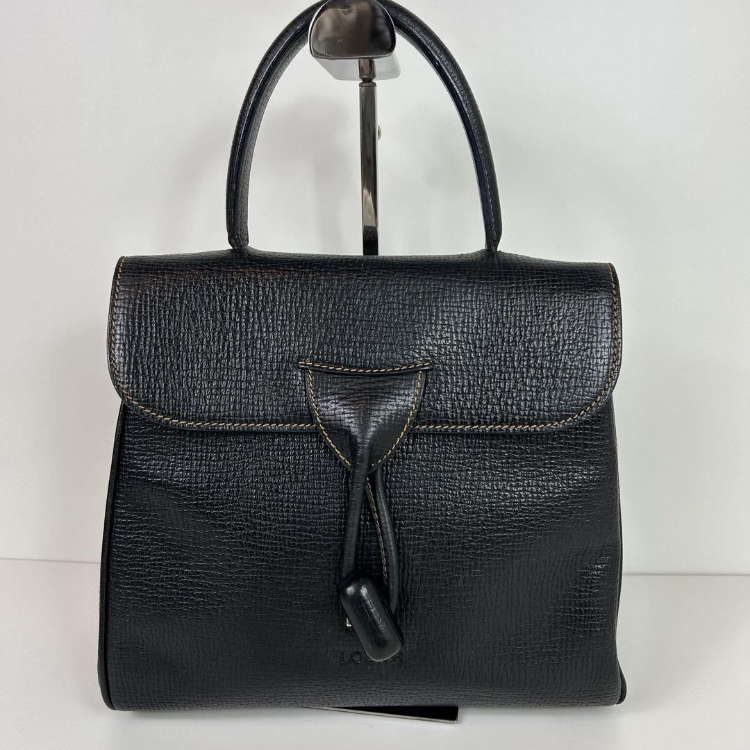 LOEWE Hand Shoulder Bag Tote Purse 2way Logo Leather Black Authentic