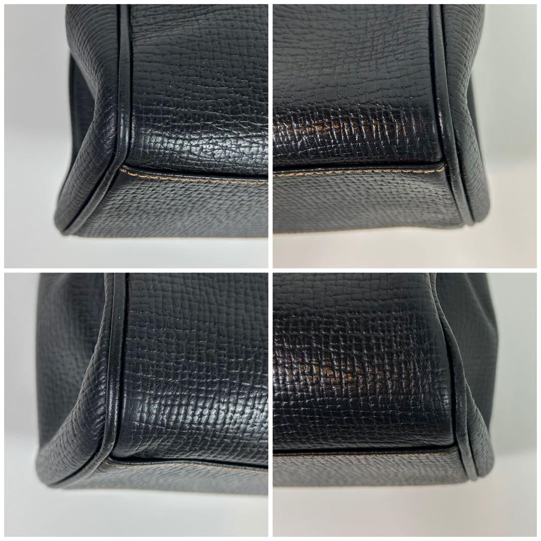 LOEWE Hand Shoulder Bag Tote Purse 2way Logo Leather Black Authentic