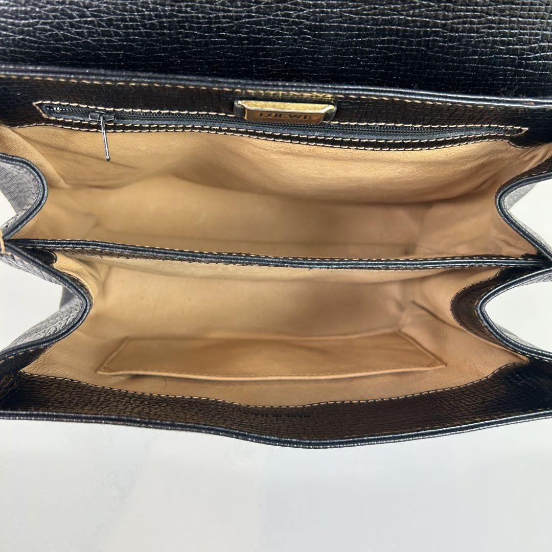 LOEWE Hand Shoulder Bag Tote Purse 2way Logo Leather Black Authentic
