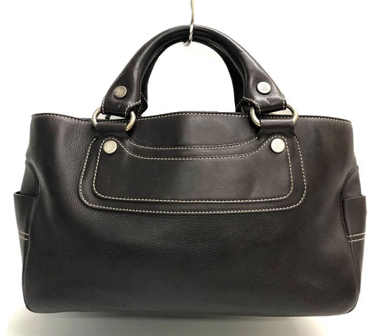 CELINE Hand Bag Tote Purse Boogie Leather Dark Brown Authentic