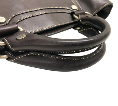 CELINE Hand Bag Tote Purse Boogie Leather Dark Brown Authentic